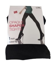 Hanes Q02088 Control Top Opaque Shaper Tights Black SIZE L/XL new torn sleeve