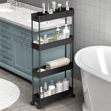 4 Tier Slim Storage Cart Rolling Utility Organizer for Bathroom Kitchen Laundry