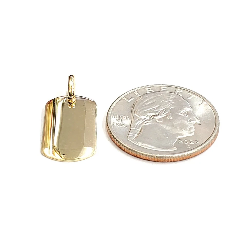 Nuevo Colgante Oro Amarillo 14k Sólido Pequeña Etiqueta de Perro Etiqueta con Nombre Dije Joyería Brillante 2.3g Foto 3 de 4