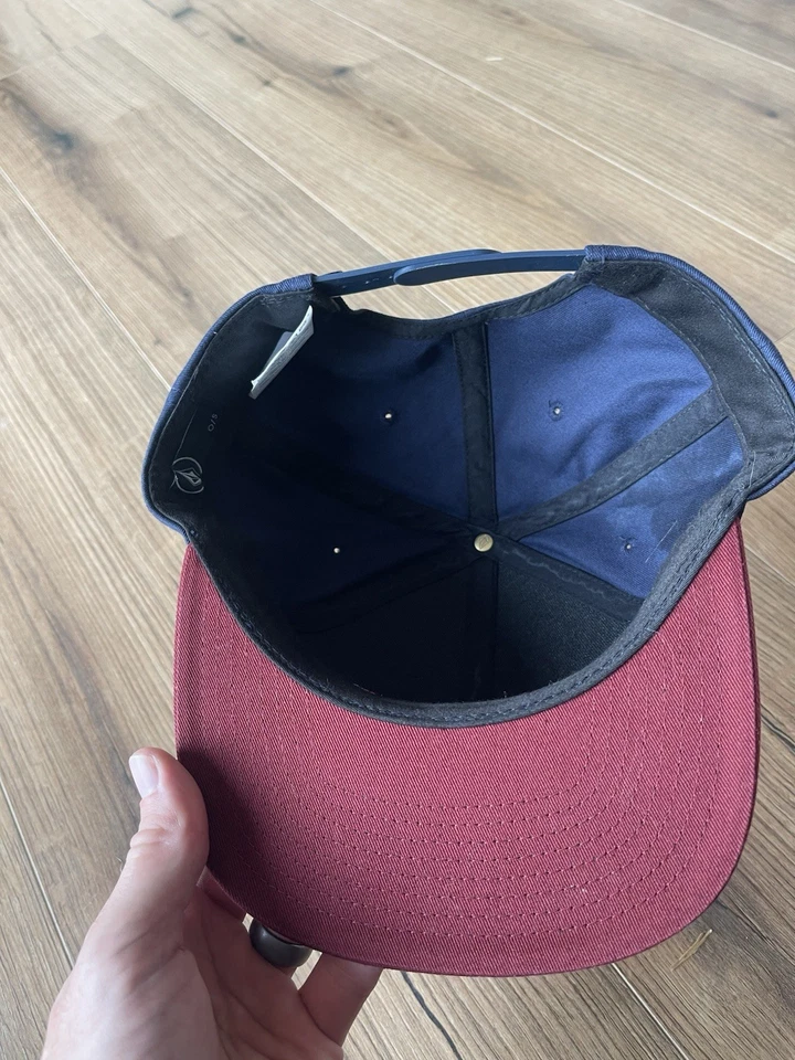 Volcom Stone Cap Mens OSFA Snapback Blue & Burgundy Hat Logo Cotton Blend - Image 4 of 4