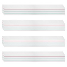 100 Sheets Ruled Sentence Strips 3" x 24" Blue Red Lined Strips, White