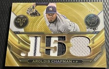 2019 Aroldis Chapman Yankees 1/9 Topps Triple Threads Gold Patch Jersey #TTR-AC3