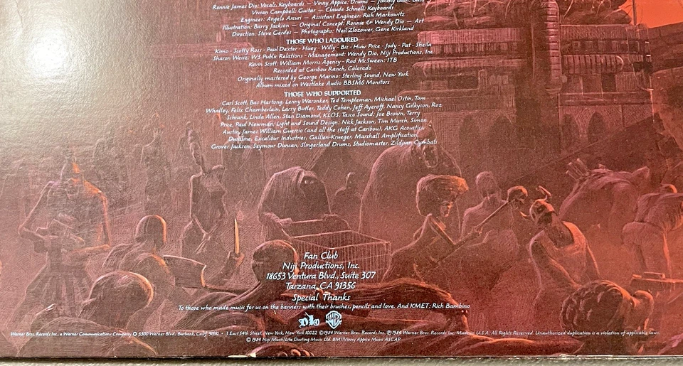 DIO The Last In Line Vinyl Record Lp 1984 Warner Bros Foto 3 de 4