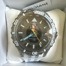 Invicta Subaqua Quartz Diver Watch Black Dial 50mm 100m White Silicone Strap