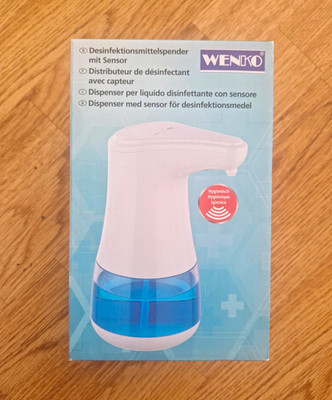 WENKO Desinfektionsmittelspender mit Sensor, 360 ml, weiß/blau