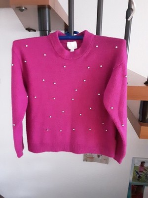 Damen Strickpulli, Pullove, mit Strass Applikarion. Größe 38