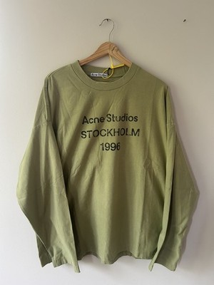 Acne Studios Stockholm 1996 Long Sleeve T-Shirt Green Distressed Mock Neck XL