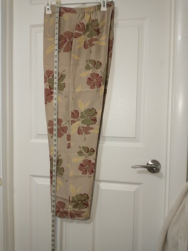 Adrianna Papell Ankle Pants Women’s Size 8 Beige Beads Floral Flat Front, Silk - Picture 2 of 12