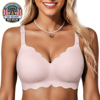 Jelly Bras for Women No Underwire Scalloped Push up Wireless Bralettes Seamless