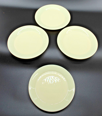 Rare HTF Williams-Sonoma OOAK Pale Yellow Pressed Glass 8-1/2'' Plate Set (4)