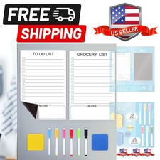 2 Pcs Magnetic Dry Erase List Board for Fridge Set 12"x8" Magnetic Grocery to...