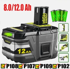 8Ah For RYOBI 18 V Battery P109 P108 P103 One Plus High Capacity 18Volt Lithium