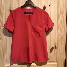 Figs Catarina One-Pocket Scrub Top Women's Size Medium Coral Orange