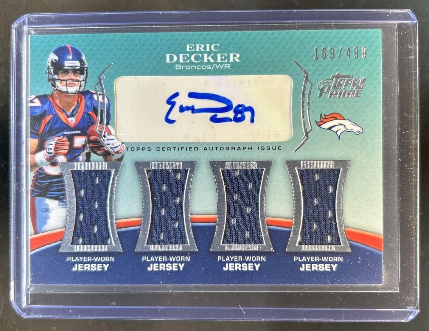 Eric Decker Topps Prime Autograph Relics #PL5ED Level 5