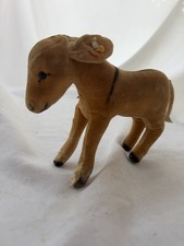 Vintage 1950s Steiff Velvet Donkey 12cm Esel 1412 Hard Stuffed Button In Ear