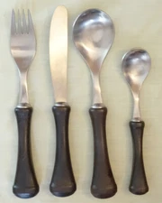 FURST BESTECK DARK BROWN Porcelain 4 Piece Set NEW EVER USED made in Germany