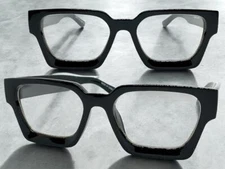 Mens Classic Vintage Retro Style Clear Lens EYE GLASSES Thick Square Black Frame