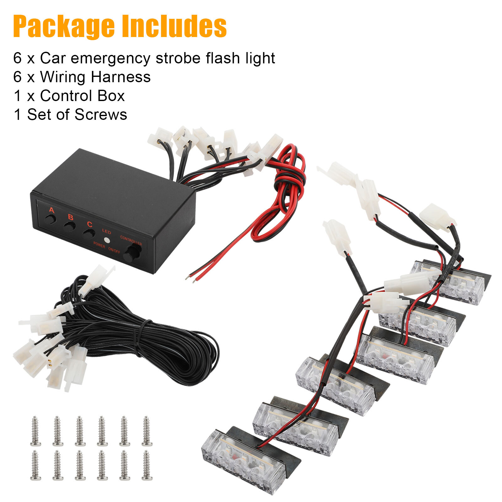 18 LED Car Truck Strobe Flashing Warning Light For Deck Dash Grille White Amber