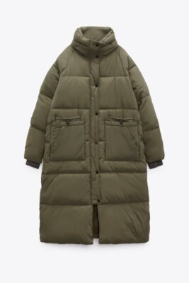 NWT ZARA LONGLINE QUILTED COAT BROWN / TAUPE - REF. 0518/244