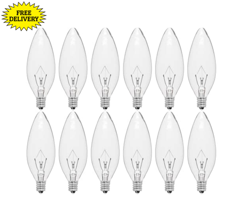 12pk E12 Candle Light Bulbs 40W Warm White 2500K 380 Lumen Dimmable Chandelier L