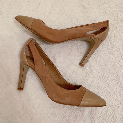 Tahari Neutral Suede Pointed Toe Stella 