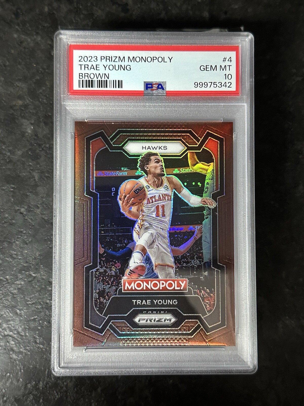 2023-24 Panini Prizm Monopoly - Brown Prizm #4 Trae Young /249 PSA 10 💎- POP 4