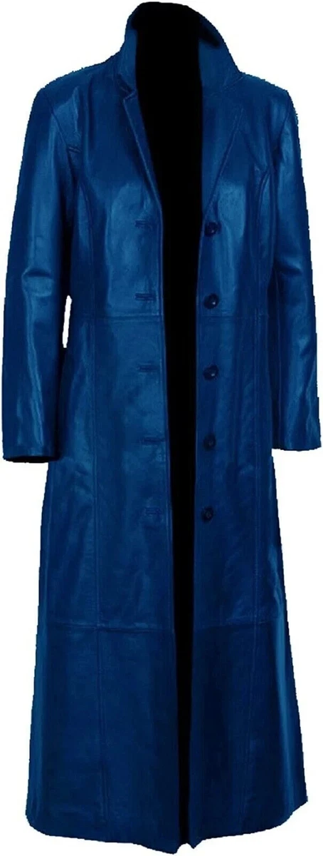 Blue Leather Outer Shell Trench Coats Coats, Jackets & Vests for