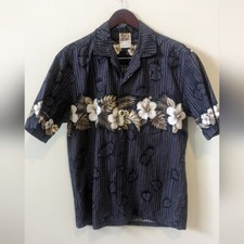 Hawaiian Button Up Shirt Tropical Flower Theme L