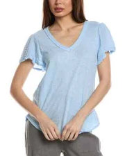 Michael Stars Women's Blue Tate Supima Cotton Soft  V Neck T Shirt Sz M