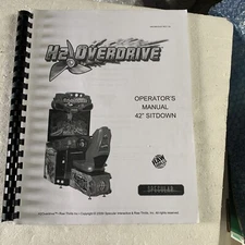 original H2 OVERDRIVE RAW THRILLS   arcade video game manual