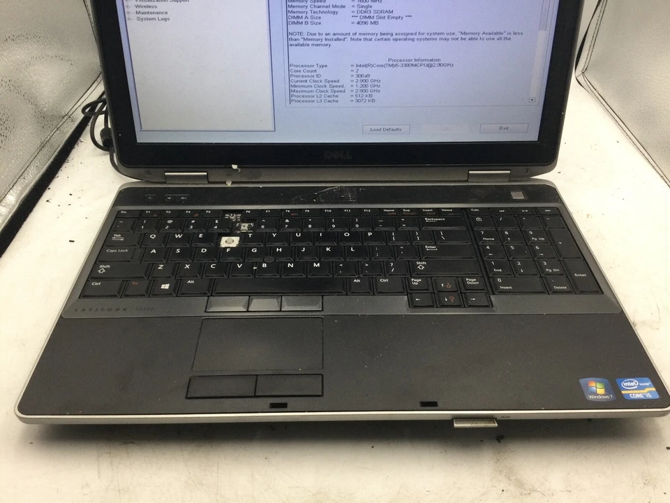 DELL LATITUDE E6530 - BOOTS TO BIOS/BIOS LOCK - INTEL I7 3740 - 6GB RAM -16"-BB - Image 3 of 4