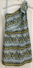 Nine West Womens One Shoulder Dress Size 6 Blue Yellow Multi Bow Lined 129 