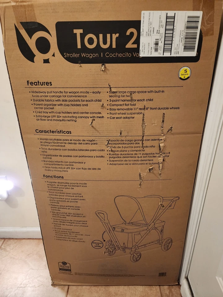 Baby Mars Red Tour 2-in-1 Stroller Wagon Mode Plus 2 Cup Holders Safety Harness - Image 3 of 4