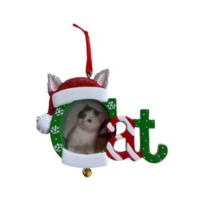 Holiday Ornament ''Cat'' Photo Frame Bell Cat 1.5'' Holiday Christmas