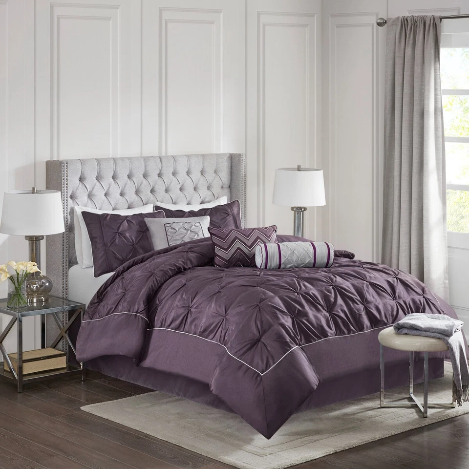 7 Piece Tufted Comforter Set Plum King - Image 3 of 4