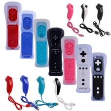 Motion Plus Remote and Nunchuck Controller joystick + Case + Strip for Wii&Wii U
