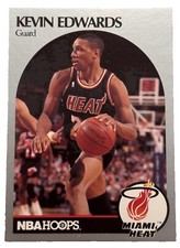 Excellent: Vintage 1990-91 NBA HOOPS Kevin Edwards Miami Heat Trading Card