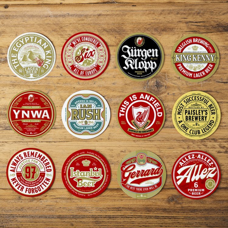 12 Liverpool Football Beer Mat Coasters Retro Gift Present Pack - New