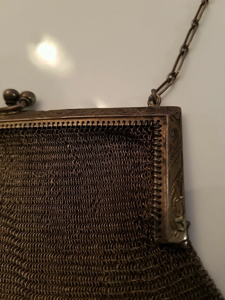 Art Deco Era Sterling silver Evening purse Whiting and Davis, Mesh Bag chainmail - Image 4 of 4