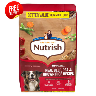 Rachael Ray Nutrish Real Beef Pea & Brown Rice Dry Dog Food Adult 30 lb Bag