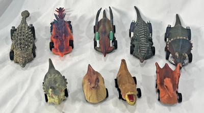 Job lot of 9 Dinobros Joyin Push And Pull Back Friction Motor Cars Dinosaur Cars