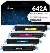Lot of 4 Replacement HP 642A Toners, CB400A CB401A CB402A CB403A SEALED