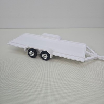 ERTL Collectibles F998VP White Flatbed Trailer Tandem Axle Chrome Wheels Open Bo