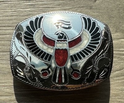 Vintage Johnson & Held Denver CO Egyptian Falcon Eye of Ra Inlay Buckle