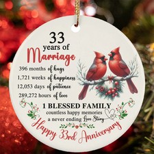 33 Year Of Marriage Ornament Happy 33rd Anniversary Cardinal Love Christmas Gift
