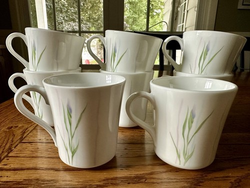 VTG Corelle Corning Ware USA SHADOW IRIS Coffee Tea Cups Mugs Set of 8 EUC - Picture 4 of 5