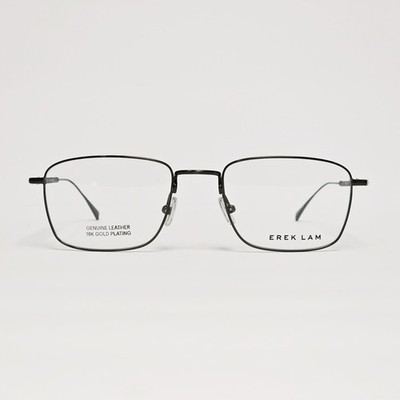 Derek Lam 287 Men's 18K Gold Plated Oval Glasses in Dark Gunmetal / Black |54mm