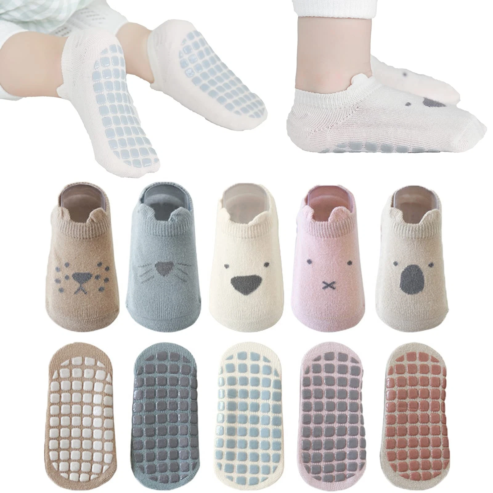 Baby NonSkid Socks Toddler Newborn Infant AntiSlip Grips Unisex Ankle Set