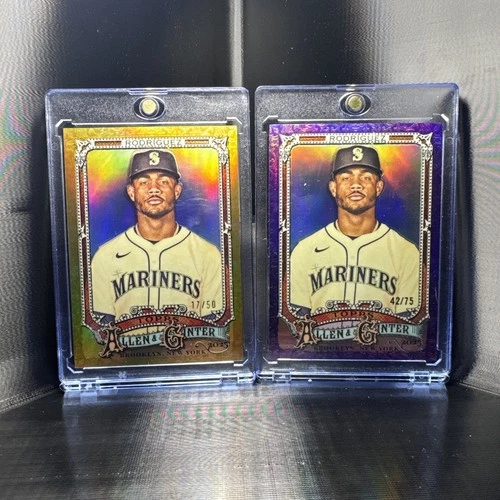 2025 Topps Allen & Ginter #70 Julio Rodriguez Gold And Purple Refractor /50 /75