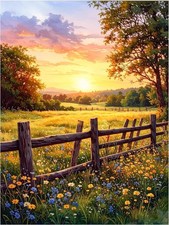 Tile Mural Meadow Sunset Over Wildflower Kitchen Wall Backsplash Marble Ceramic